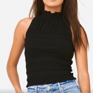 Frame Cinched Black Halter Top